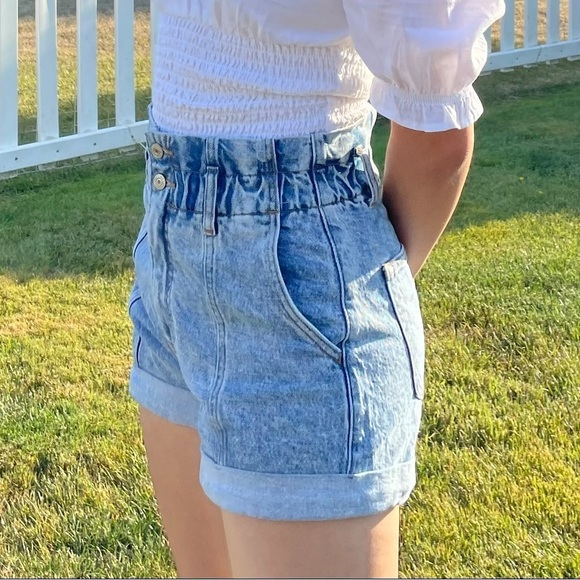 Abercrombie & Fitch Pants - Abercrombie & Fitch Light Blue Paperbag Denim Shorts